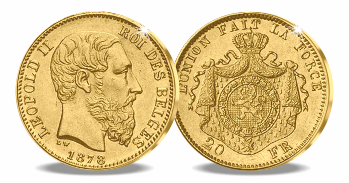 20 frank, II. Lipót, Belgium, 1865-1909