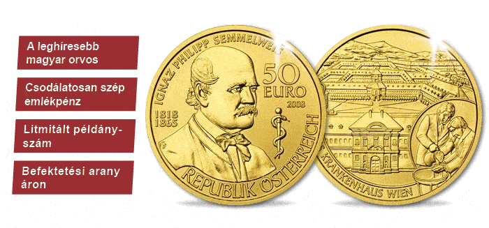 50 euró, Semmelweis Ignác, Ausztria, 2008