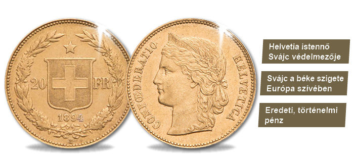 20 frank, Helvetia, Svájc, 1883-1896