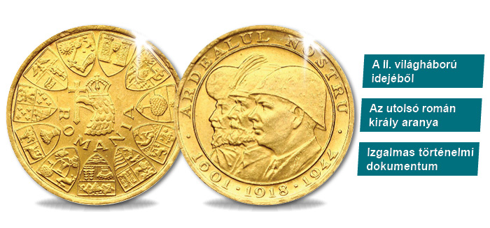 20 lej, Mihály király aranya, Románia, 1944