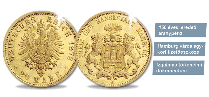 20 márka, Hamburgi aranypénz, 1875-1889