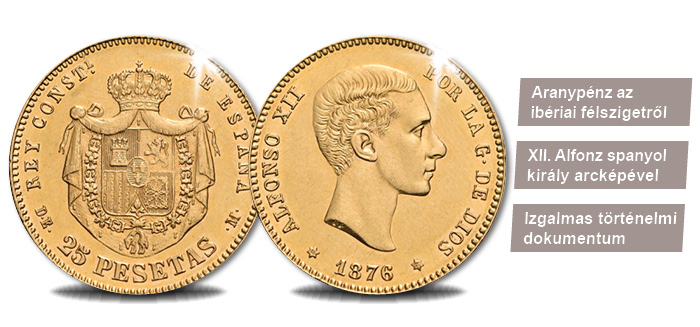 25 peseta, XII. Alfonz, Spanyolország, 1876-1885