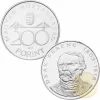 20 darab ezüst 200 Ft érme - MNB, Deák Ferenc vegyesen -  együtt 120 gramm színezüst (Ag500, az ár egy érme ára)
