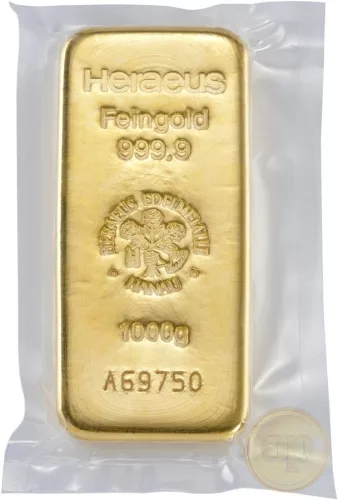 Befektetési aranyrúd, 1000 gramm, 999,9 ezrelék (Heimerle, C.Hafner és Valcambi stb.)