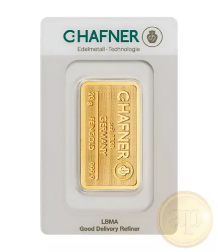 Befektetési aranyrúd, 20 gramm, 999,9 ezrelék (Heimerle, C.Hafner és Valcambi stb.)