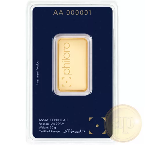 Befektetési aranyrúd, 20 gramm, 999,9 ezrelék (Heimerle, C.Hafner és Valcambi stb.)