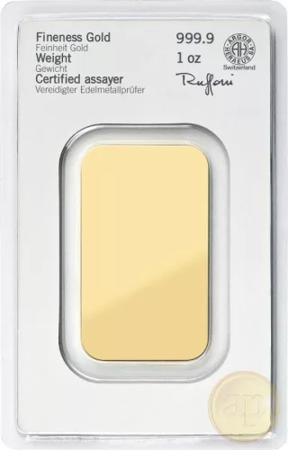 Befektetési aranyrúd, 1 uncia (31,1 gramm), 999,9 ezrelék (Heimerle, C.Hafner és Valcambi stb.)