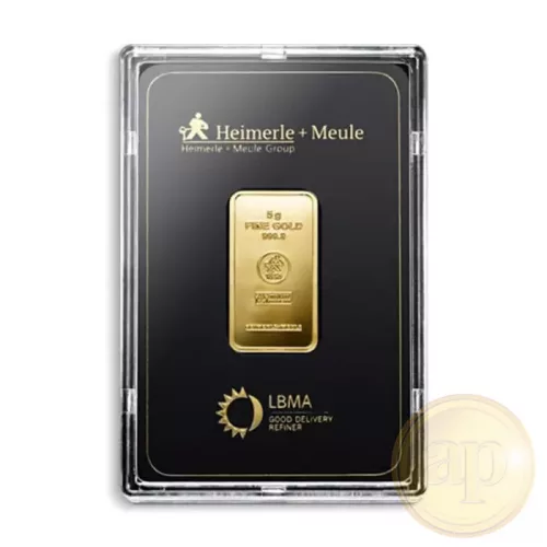 Befektetési aranyrúd, 5 gramm, 999,9 ezrelék (Heimerle, C.Hafner és Valcambi stb.)