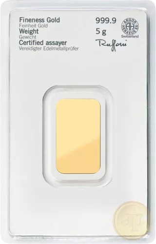 Befektetési aranyrúd, 5 gramm, 999,9 ezrelék (Heimerle, C.Hafner és Valcambi stb.)