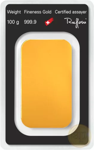 Befektetési aranyrúd, 100 gramm, 999,9 ezrelék (Argor-Heraeus, Münze Österreich)