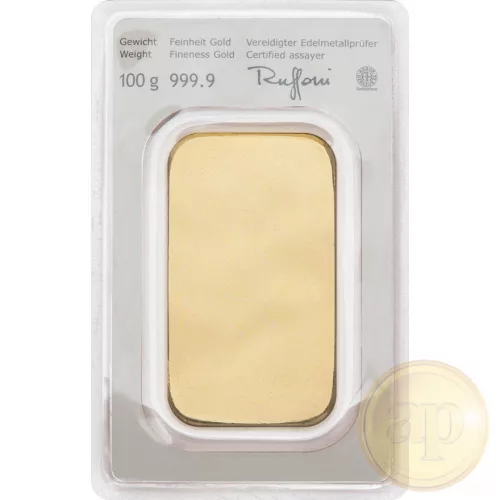 Befektetési aranyrúd, 100 gramm, 999,9 ezrelék (Argor-Heraeus, Münze Österreich)