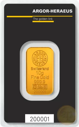 Befektetési aranyrúd, 10 gramm, 999,9 ezrelék (Argor-Heraeus, Münze Österreich)