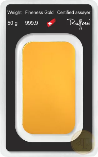 Befektetési aranyrúd, 50 gramm, 999,9 ezrelék (Argor-Heraeus, Münze Österreich)