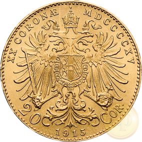   Osztrák-Magyar Monarchia - 20 korona utánveret, Ferenc J., 1915,  osztrák
