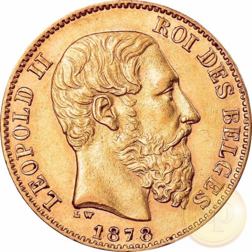 Belgium - 20 frank, II. Lipót, 1867-1882